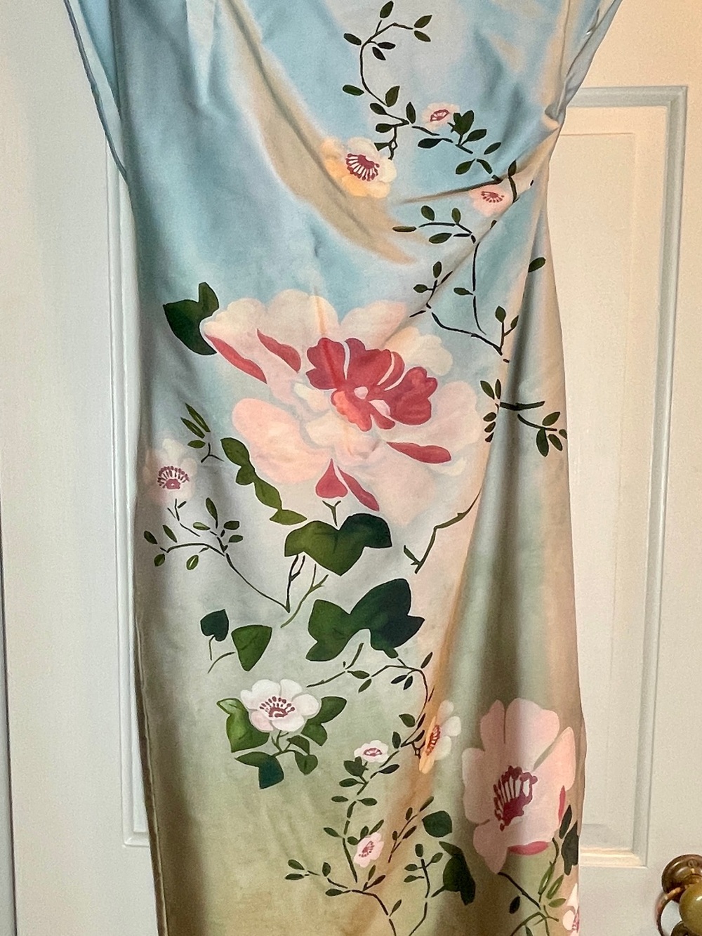 Zara Sky Blue & Pink Floral Asymmetrical Dress
